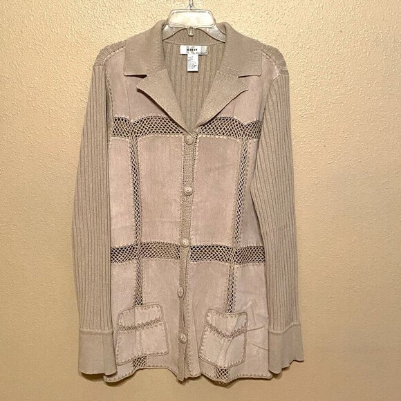 KIKIT Maurice Sasson Jackets & Blazers - VINTAGE KIKIT Maurice Sasson Women's Suede Leather Jacket Crochet Beige Size (L)